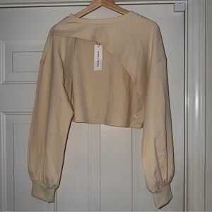 Cropped Ribbed Shrug with Balloon Sleeves - Cream. Sz. XL NWT
